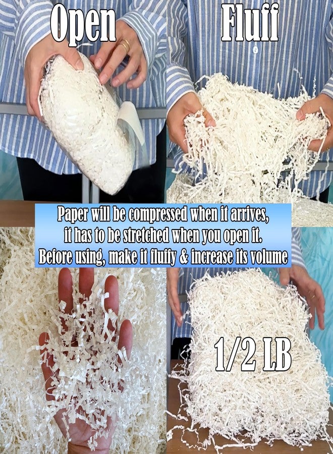 Mood Lab Crinkle Cut Paper Shred Filler - 1/2 LB White - Shredded Cut Paper for Basket Filling - Gift Box Kraft Wrapping Paper - Image 4